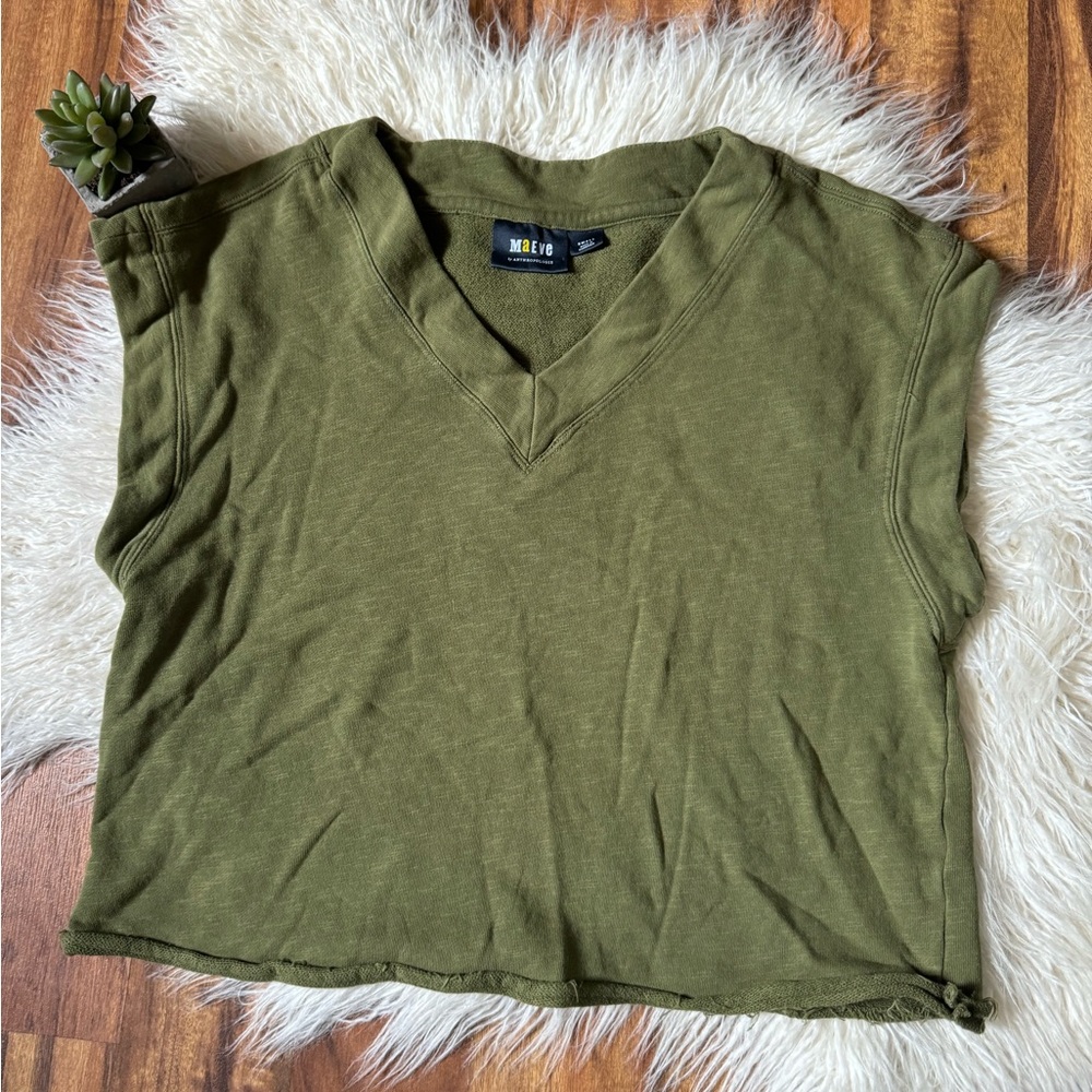 Maeve Anthropologie V Neck Sleeveless Sweatshirt